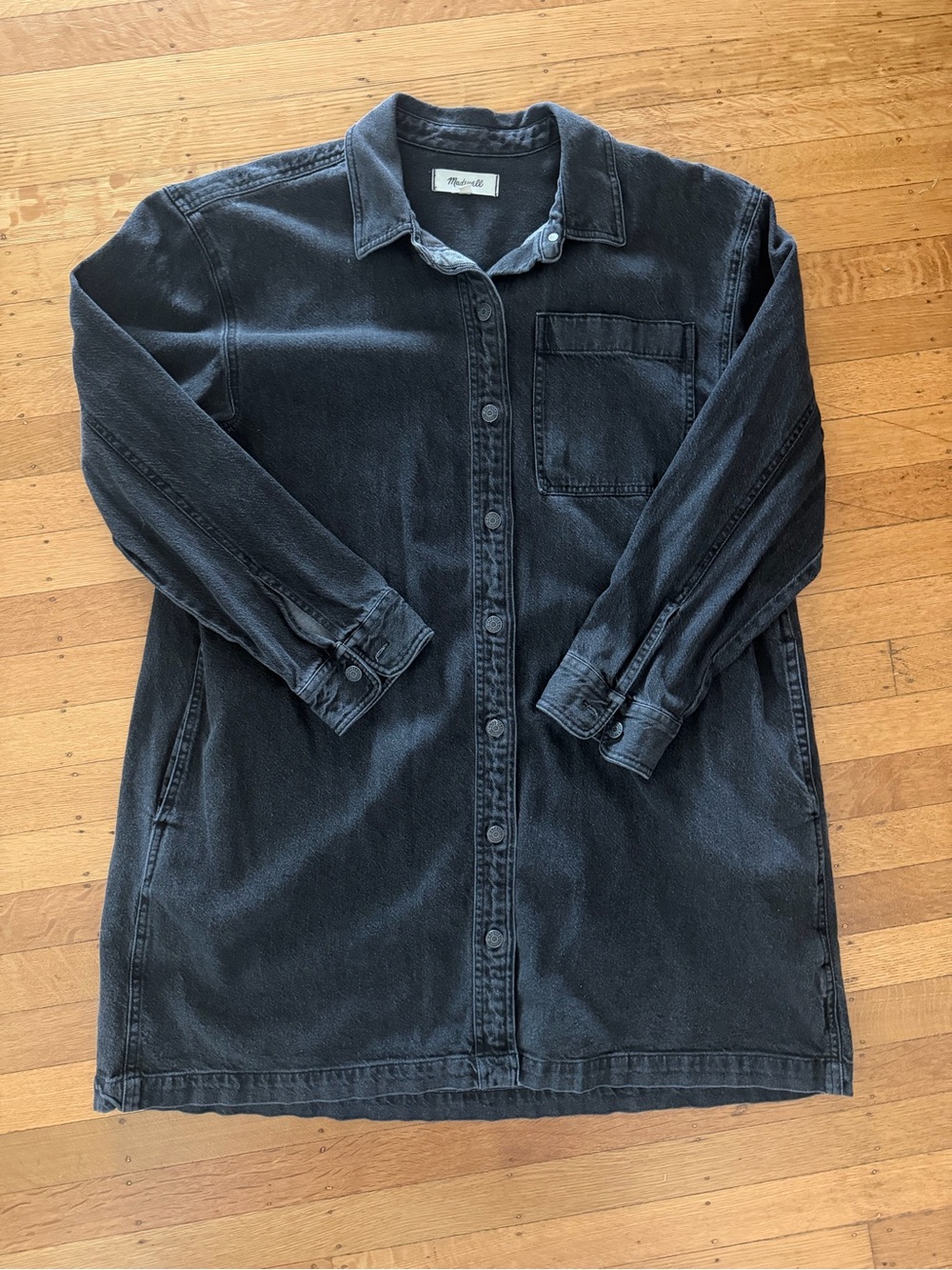 Madewell faded black denim shirt dress size Large